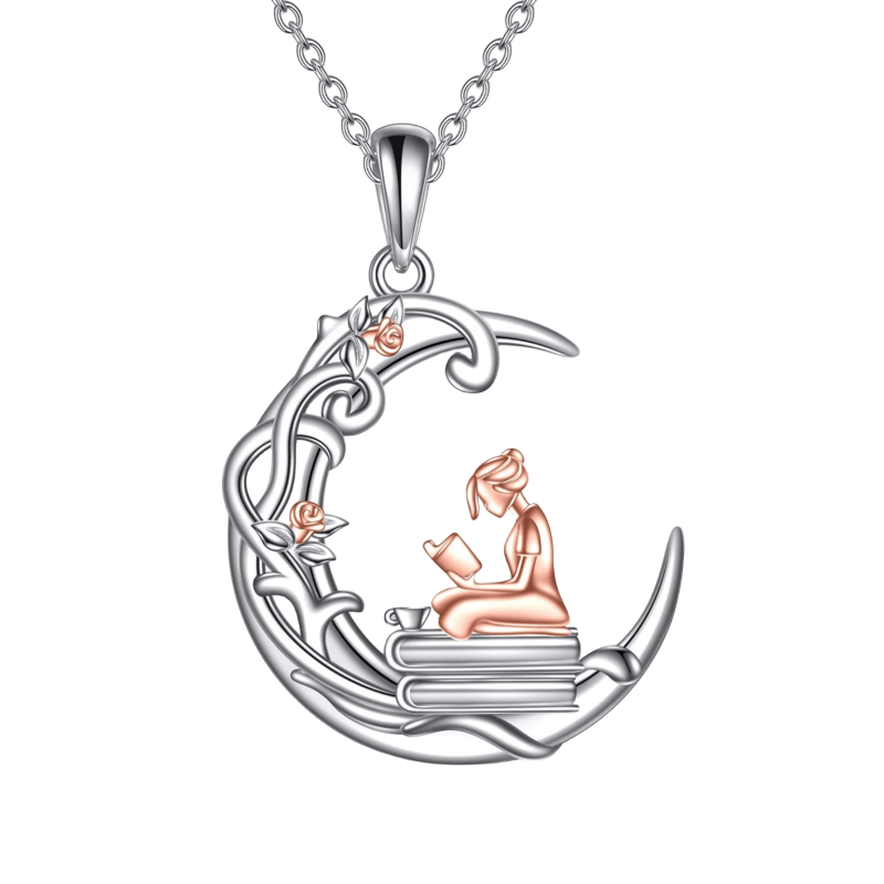 Creative Fashion Reading Pendant Necklace Elegant And Exquisite Moon Necklace As