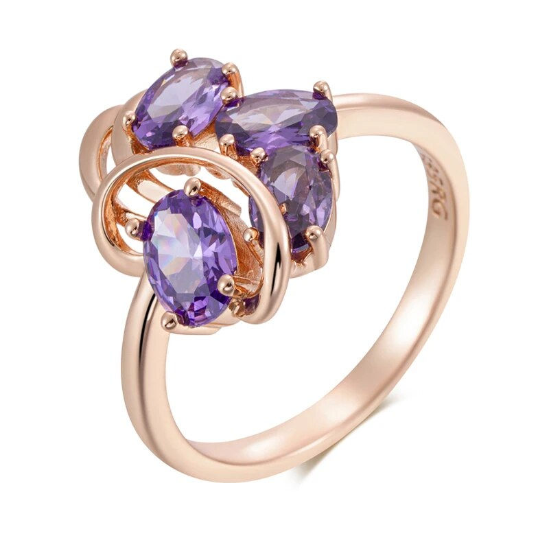 Kinel Ethnic Wedding Ring: 585 Rose Gold, Purple Zircon - Daily Fine Vintage