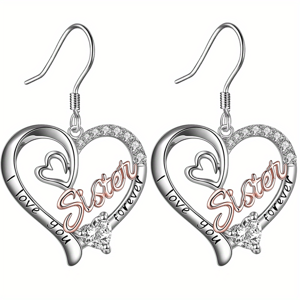 Fashion Shiny Hollow Heart Shaped Pendant Earrings, Festival Party Jewelr