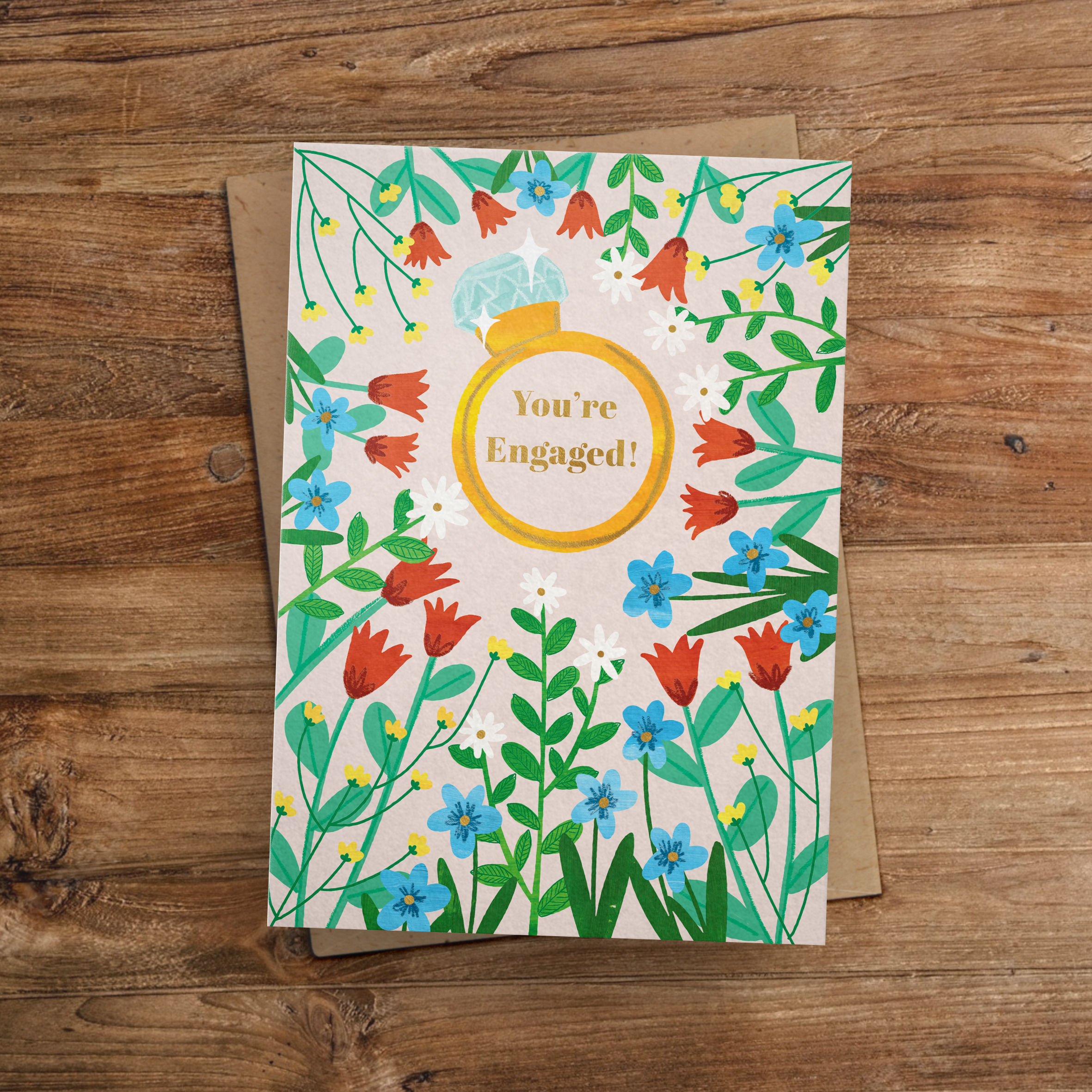 Floral Ring engagement card