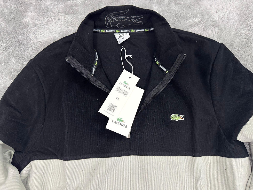 Küçük resim: Lacoste Füme-Gri-Siyah Üç Renk Detaylı Yakası Fermuarlı Premium Sweat