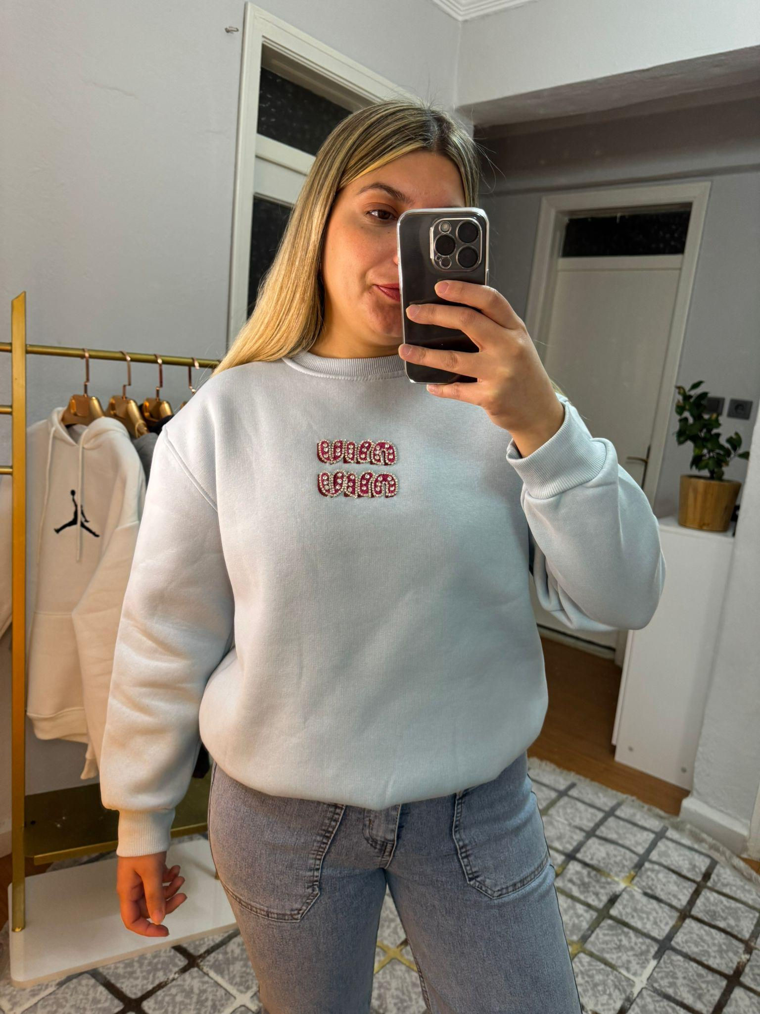 Miu Miu Bebe Mavisi Kalın %100 Pamuk Sweat