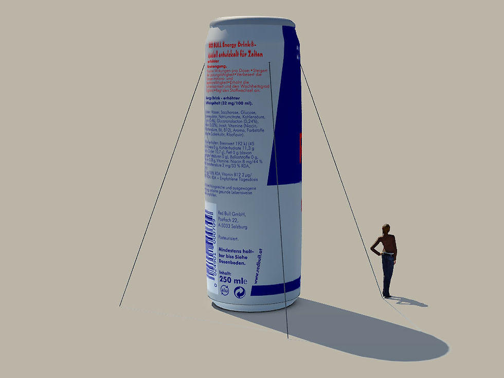 Giant Inflatable Red Bull Energy Drink Can (Back View)