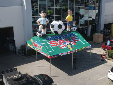 20x20 World Cup Frame Tent with Argentina & Brazil Inflatable Players & Soccer Ball