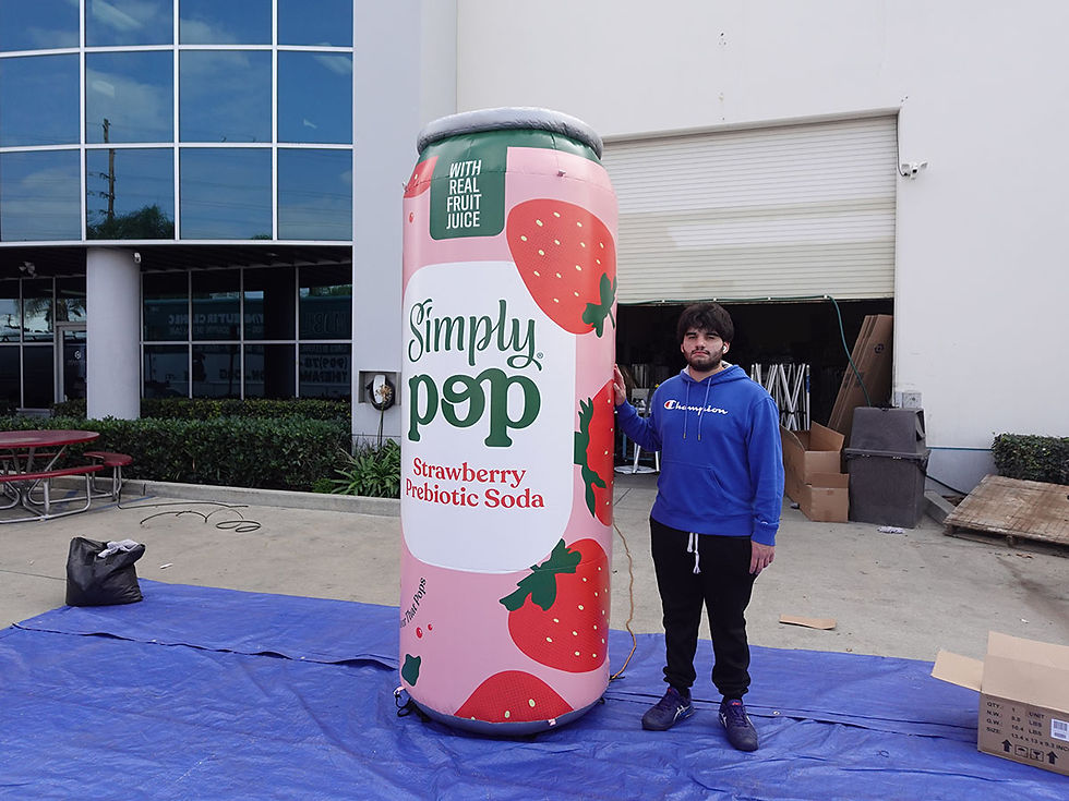 10ft Giant Inflatable Simply Pop Strawberry Prebiotic Soda Can