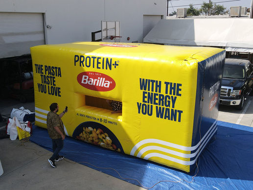 Barilla inflatable sampling tent with bold graphics for food marketing