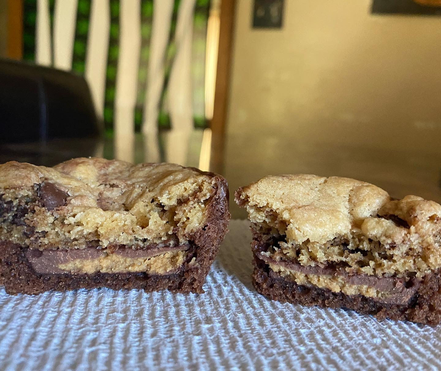 Brownie cookie muffins with RPBC inside