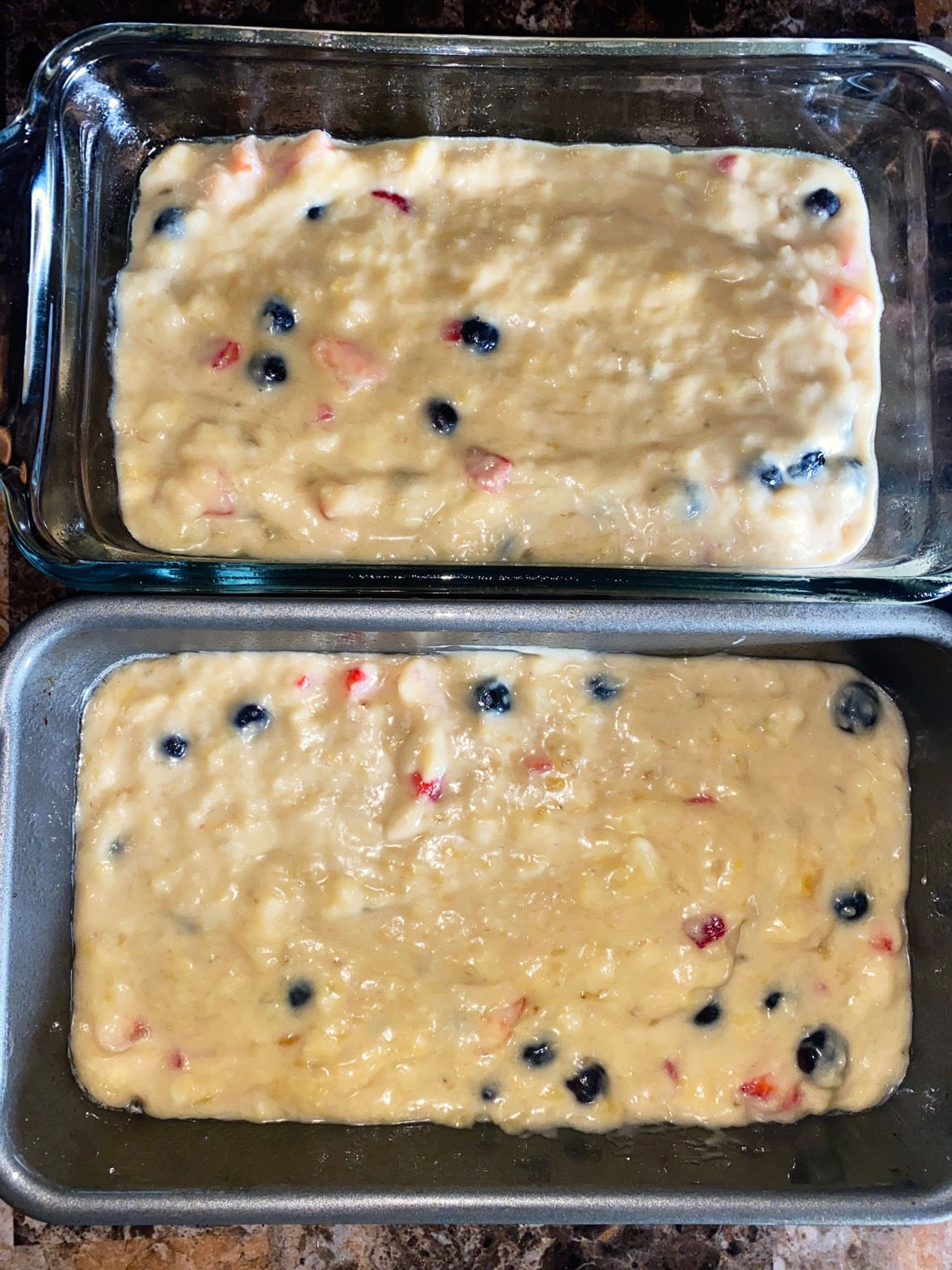 Strawberry, blueberry banana bread