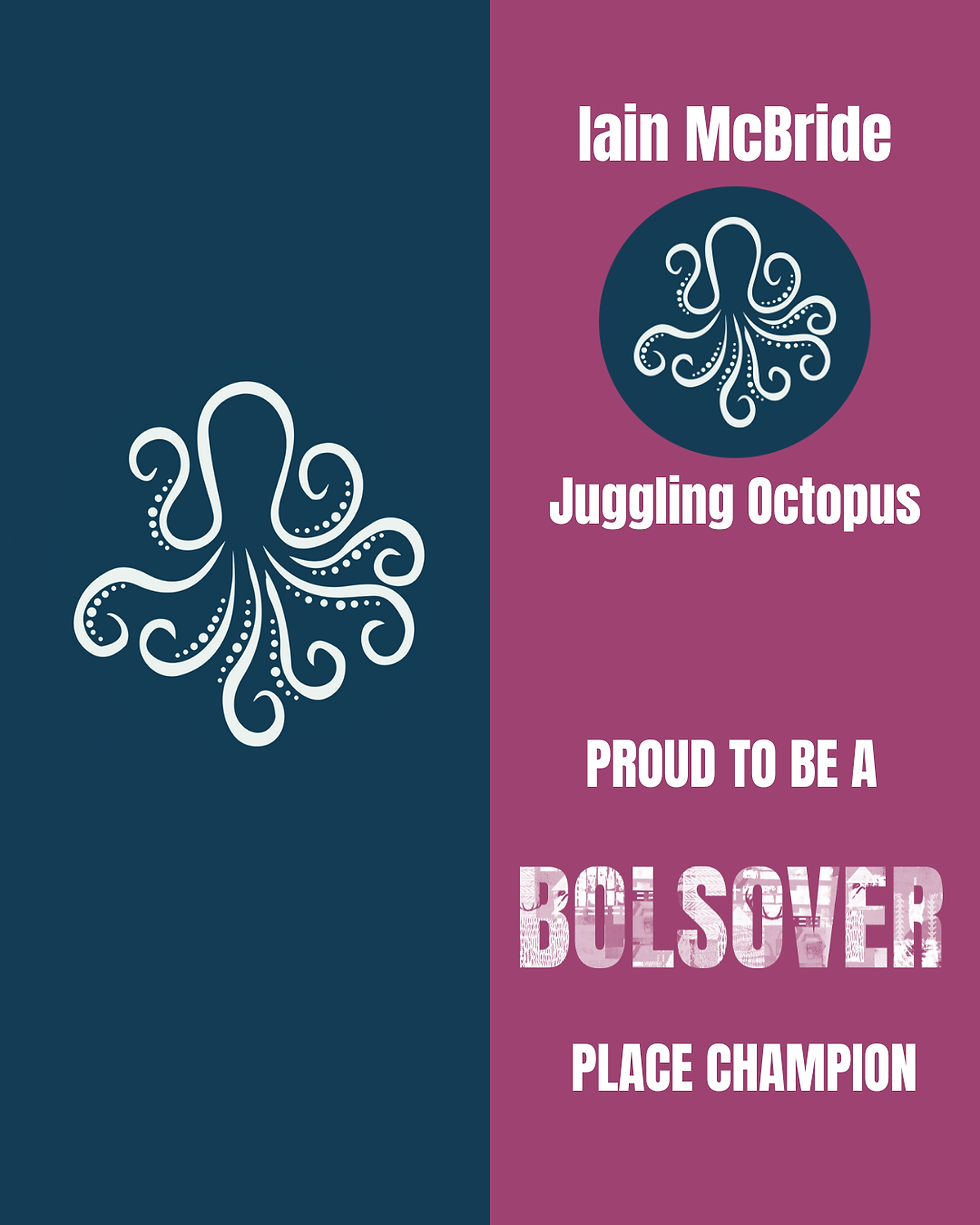 Iain McBride is the founder of Juggling Octopus, a business support company dedicated to helping organisations achieve their full potential.
A Bolsover resident for almost five years, Iain has developed a strong connection to the district, drawn to its people, scenery, and sense of opportunity.