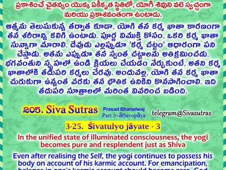 Siva Sutras - 205 : 3-25. Sivatulyo jayate - 3 / శివ సూత్రములు - 205 : 3-25. శివతుల్యో జాయతే - 3