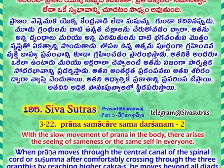 Siva Sutras - 195 : 3-22. prana samacare sama darsanam - 2 / శివ సూత్రములు - 195 : 3-22. ప్రాణ సమచరే సమ దర్శనం - 2