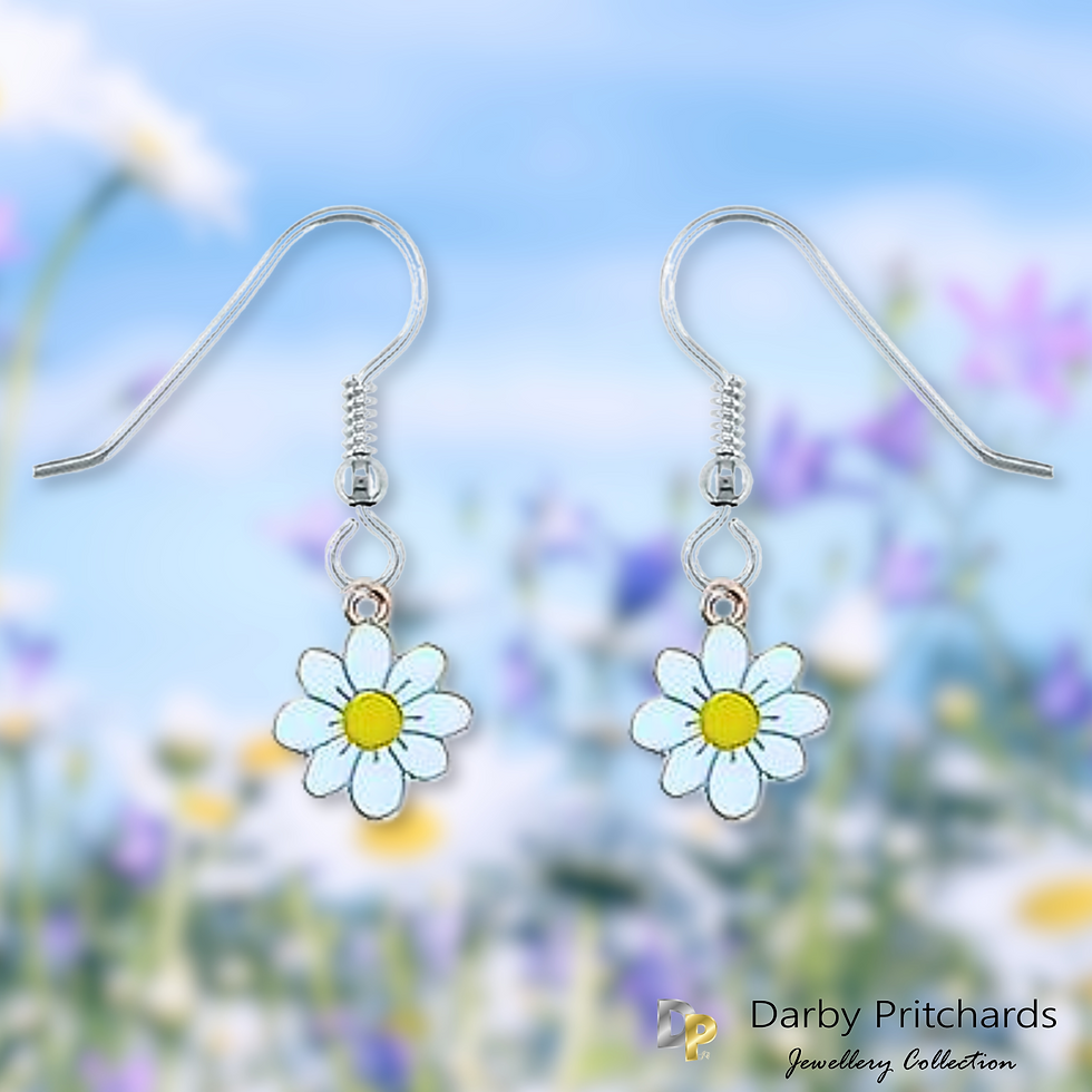 Thumbnail: Daisy Earrings on a floral daisy background