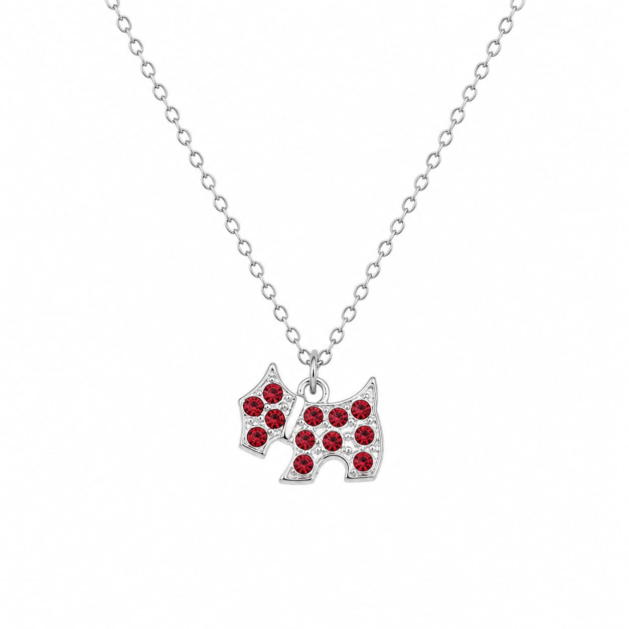 Red Crystal Scottie Dog Necklace 