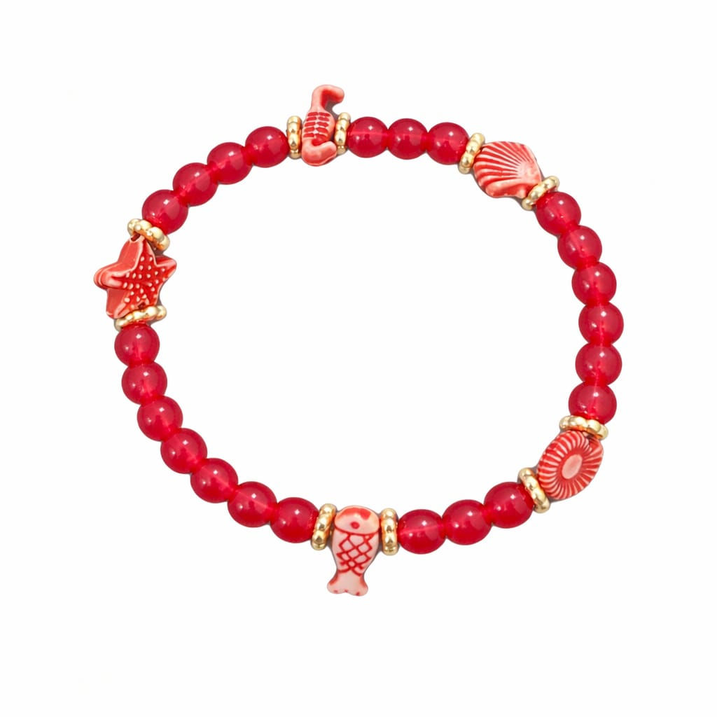 Red Sea Themed Beaded Bracelet