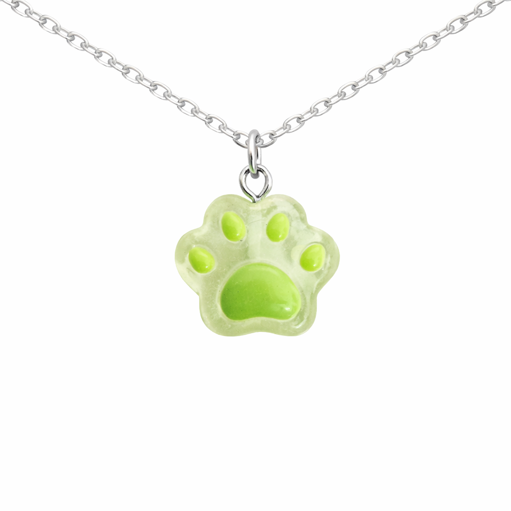 Green Paw Print Necklace 