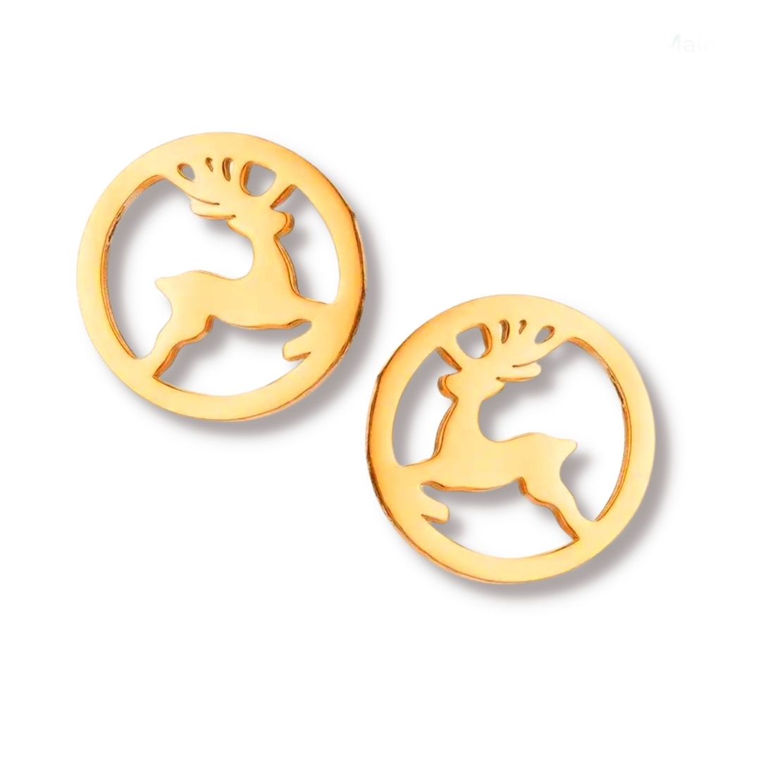 Golden Reindeer Earrings 