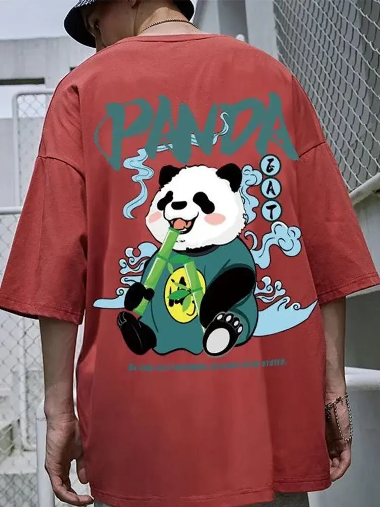Thumbnail: Kawaii Vintage Anime Panda Print  Loose Fit Men's T Shirt