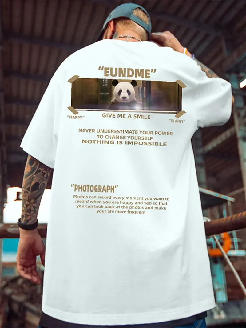 Thumbnail: Kawaii Vintage Anime Panda Print  Loose Fit Men's T Shirt