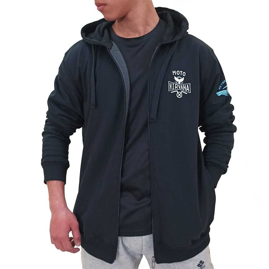 Thumbnail: Retro MotoEast - A Glimpse of Nirvana | UV & Glow Unisex Zip-Up Hoodie | Black