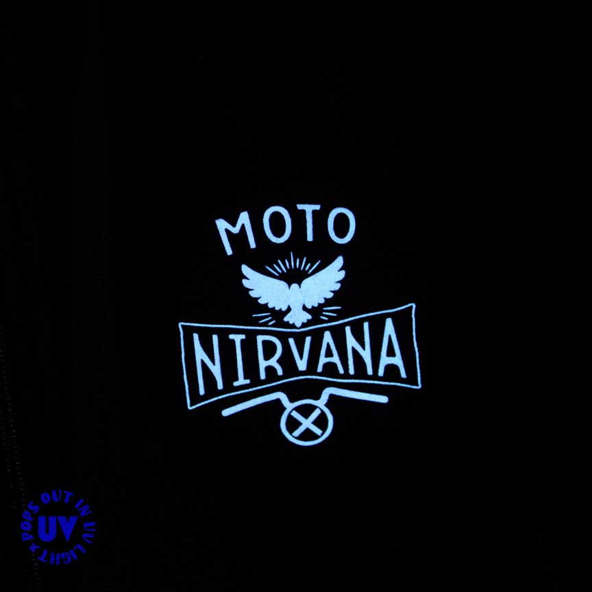 Thumbnail: Retro MotoEast - A Glimpse of Nirvana - UV & Glow Biker T-Shirt - Black