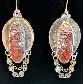 Handcrafted silver and agate earrings.jpeg