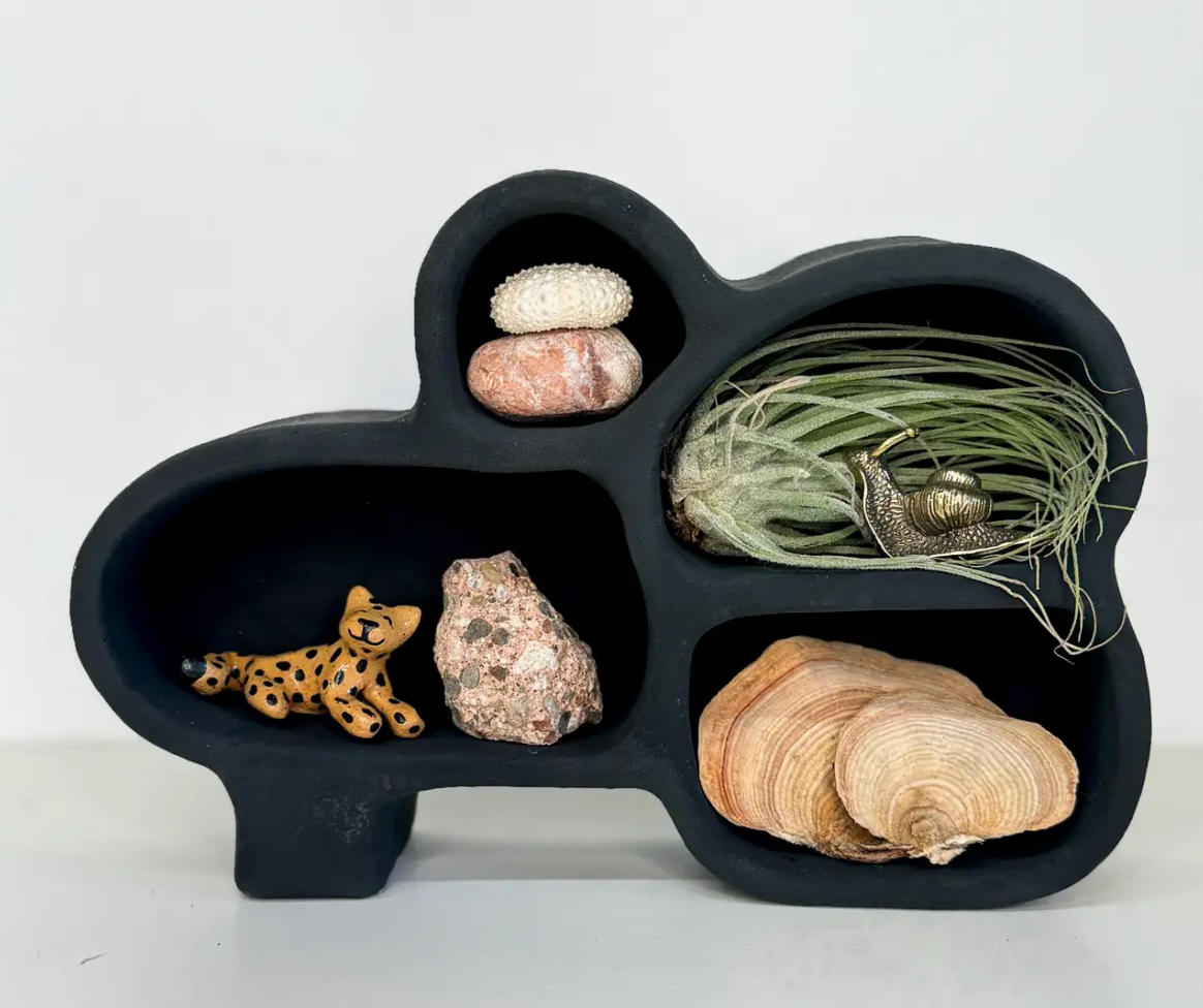 Small Standing Ceramic - Cement Cave- Black