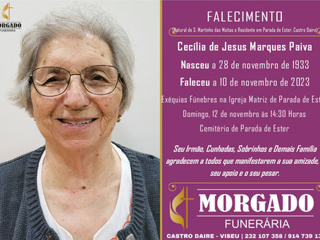 FALECEU a Sra. Cecília de Jesus Marques Paiva com 89 Anos (Parada de Ester, Castro Daire)
