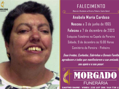 FALECEU a Sra. Anabela Maria Cardoso com 58 Anos (Pereira, Pinheiro, Castro Daire)