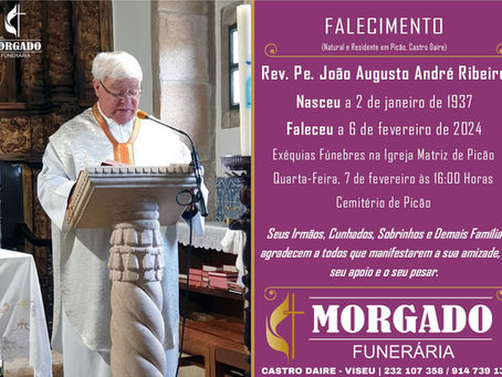 FALECEU o Sr. Rev. Pe. João Augusto André Ribeiro com 87 Anos (Picão, Castro Daire)