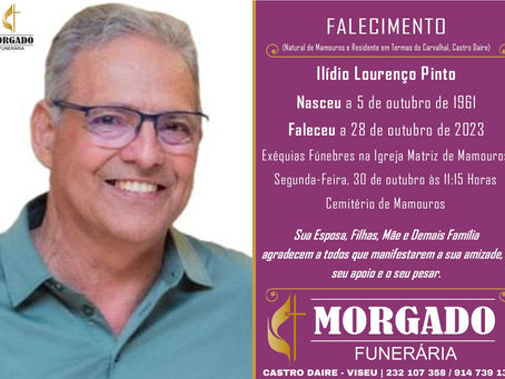 FALECEU o Sr. Ilídio Lourenço Pinto com 62 Anos (Termas do Carvalhal, Mamouros, Castro Daire)