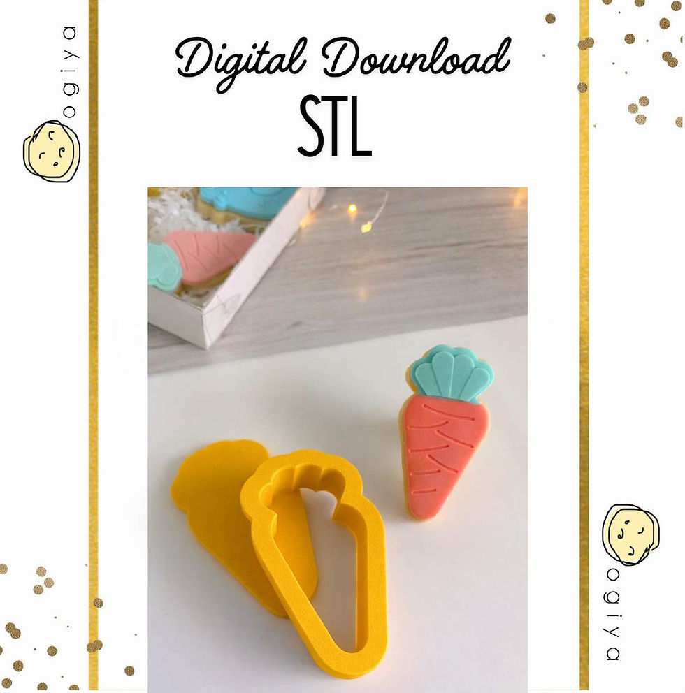 Carrot Cookie Cutter and Fondant Stamp Embosser Digital Download 3D printing