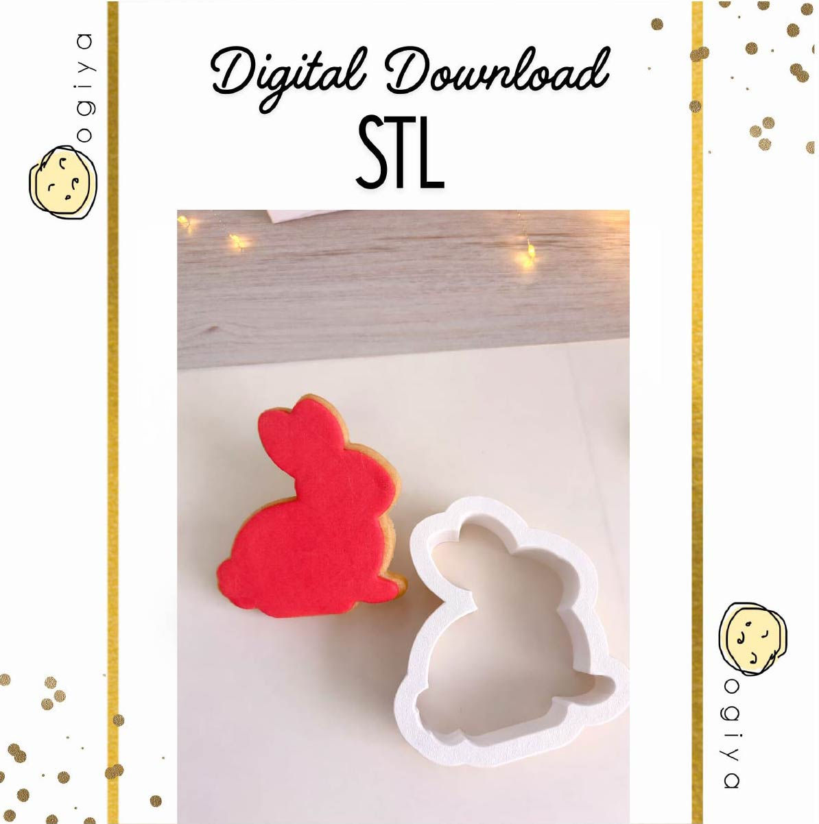 Bunny Silhouette Cookie Cutter Fondant Cookies Digital Download 3D printing