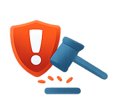 logo attention et mateau de la justice