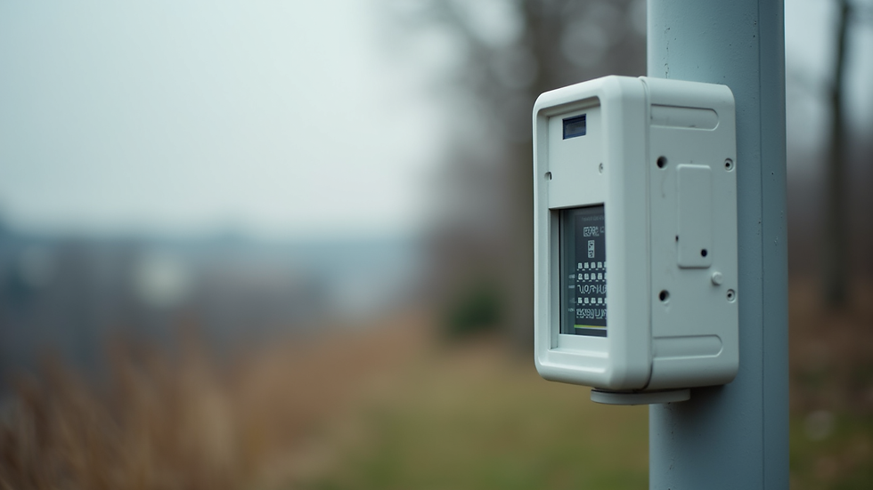 Eye-level view of a telemetering communication unit installed outdoors