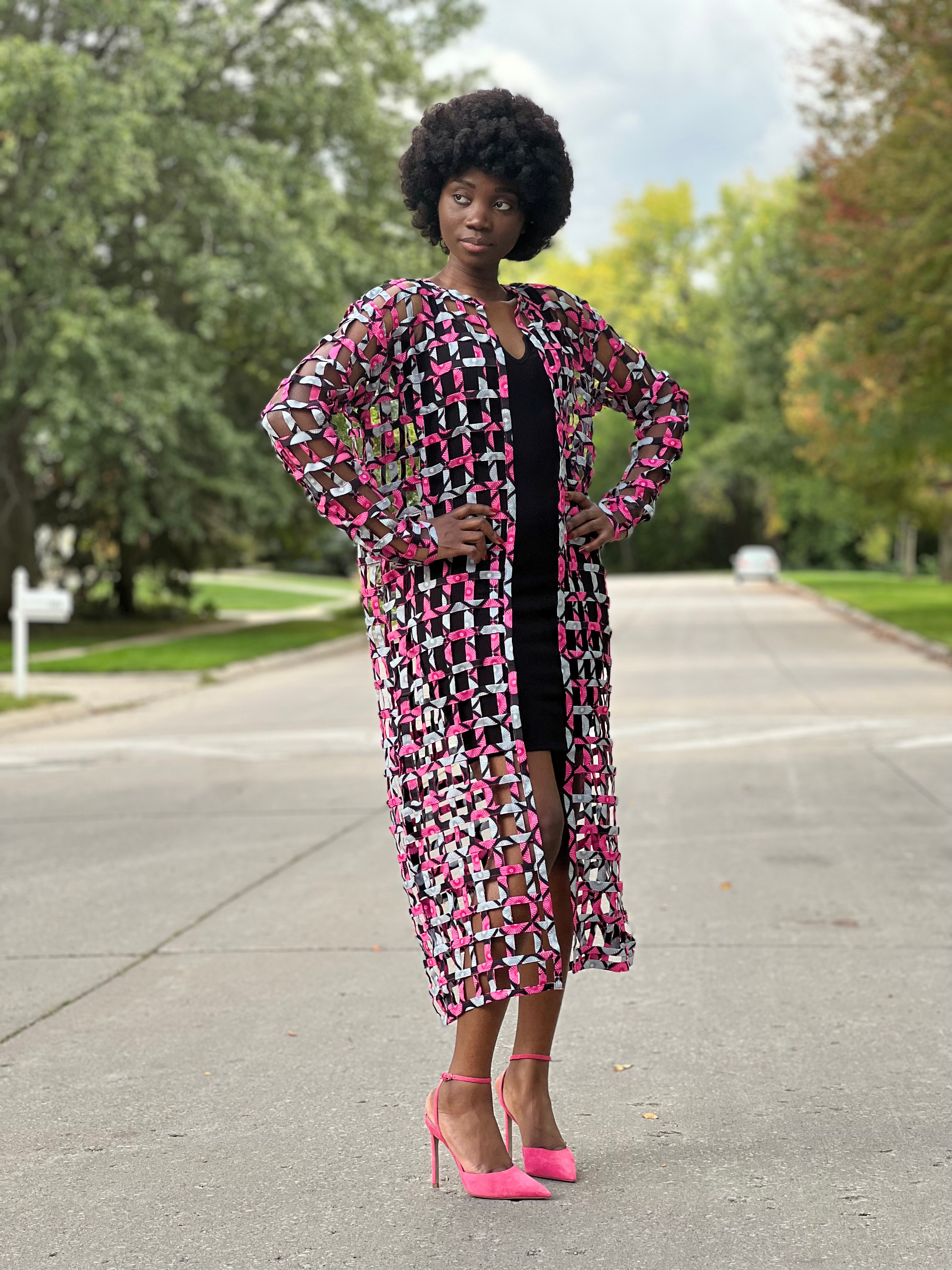 Basket Kimono || Ankara Handmade Mesh kimono