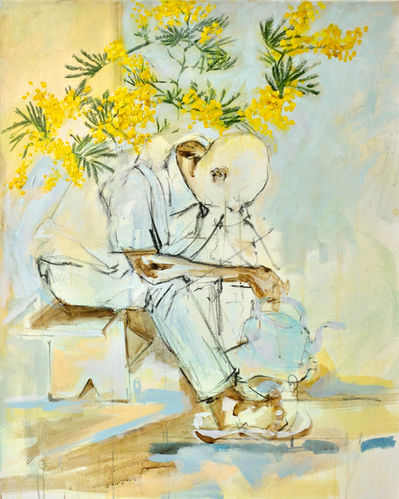 Homme au mimosa
