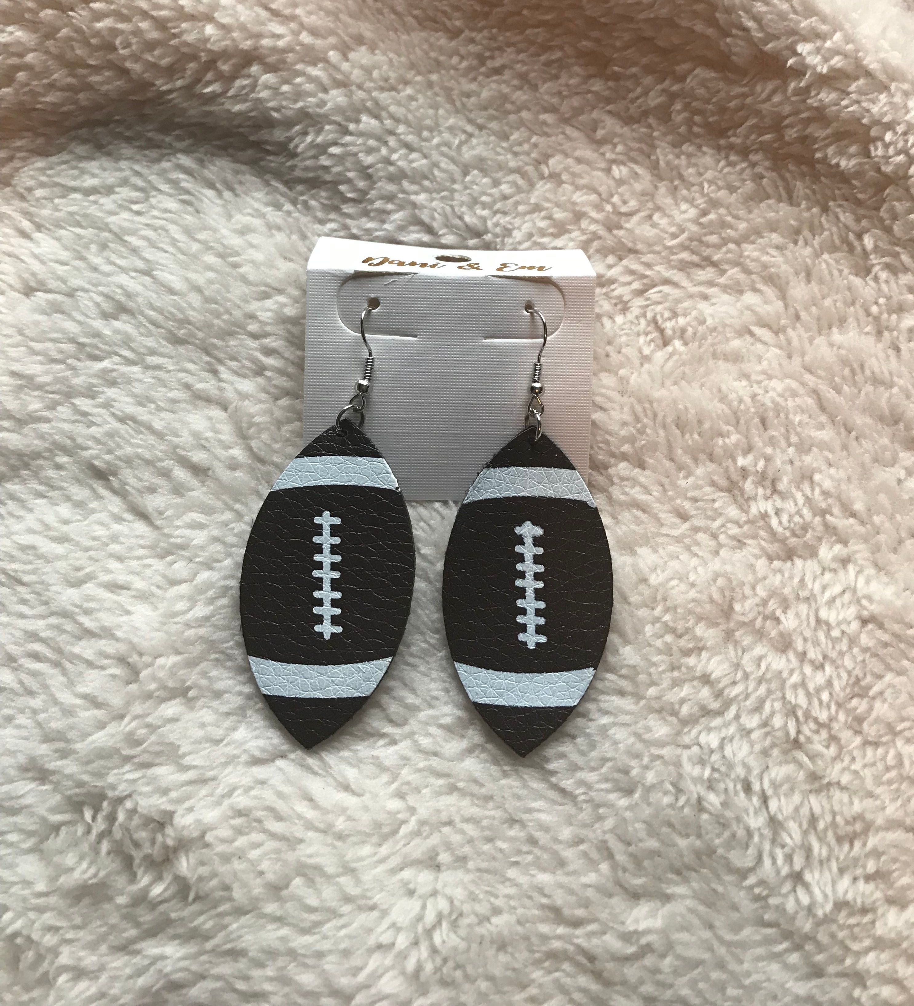 Faux Leather Football Earrings 