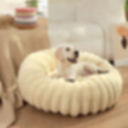 High-Weight Rabbit Plush Pet Bed Warm Round Mat for Cats & Dogs