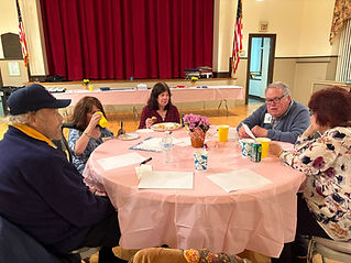 Church parishioners enjoying fellowship at coffee hour