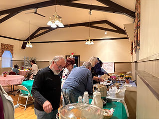 Food line at an event in the Parish Hall