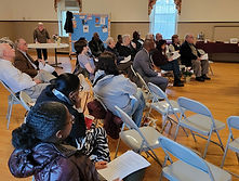 Chairs lined up in rows, audience style, for an Alcoholics Anonymous meeting at Memorial Church of St. Luke