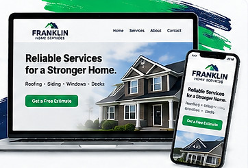 Responsive small business website design shown on desktop and mobile devices