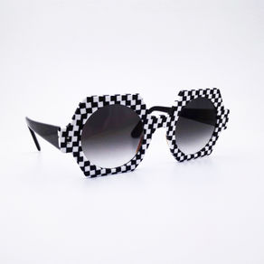 Lunettes de couleur damier noir et blanc