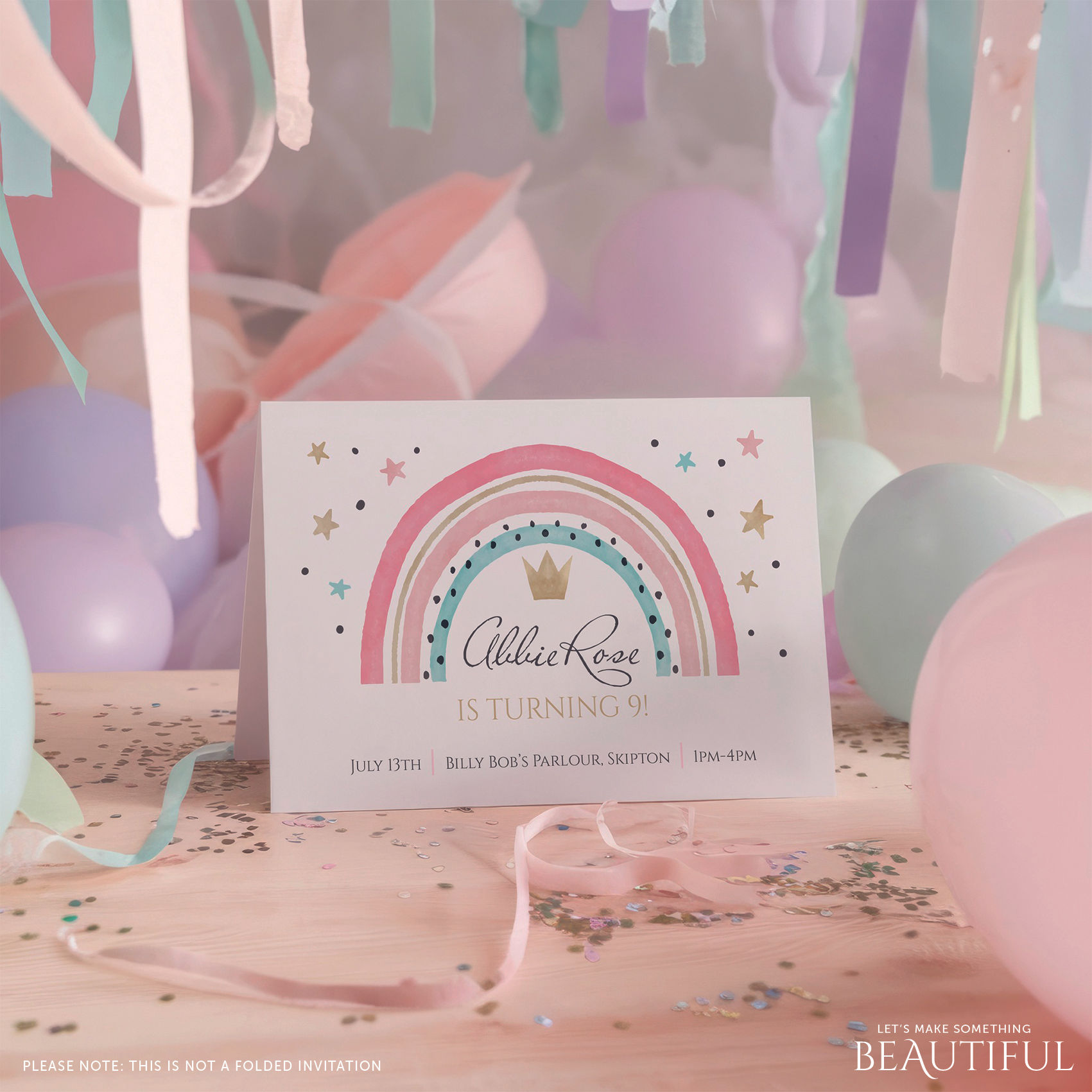 party invitations for girls, childrens party invites, princess invitations uk, cute birthday invites uk, cute rainbow invites