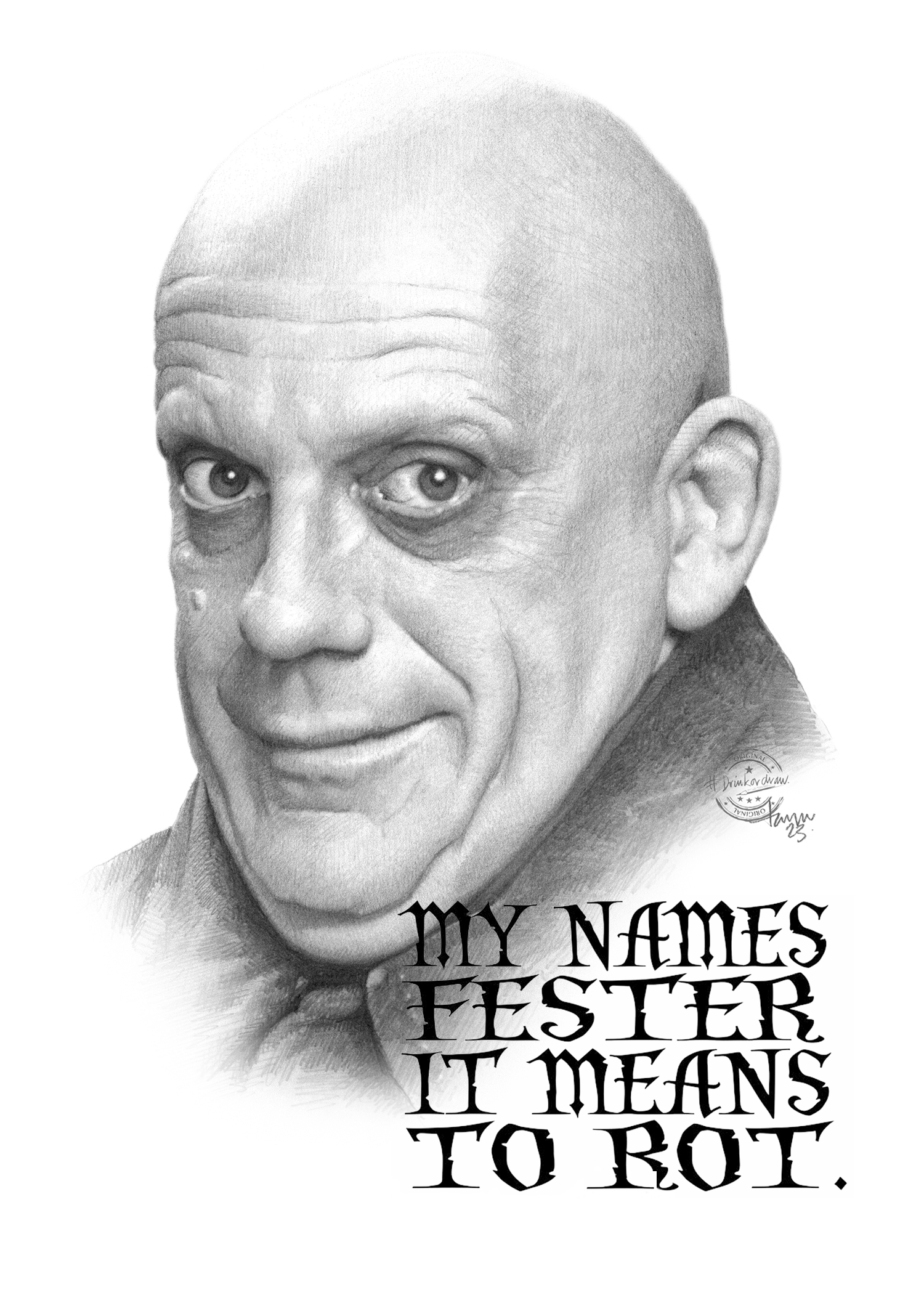 UNCLE FESTER PRINT, THE ADDAMS FAMILY PRINT, ART PRINT, GEEKY HOMEWARES, GIFTS FOR MOVIE LOVERS, GIFT SHOP SKIPTON, GEEK SHOP