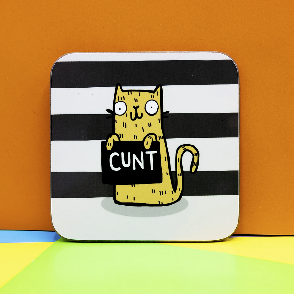 katie abey, katie abey gifts, katie abey coaster, cunt coaster, sweary gifts, cute coaster, quirky gifts, geek store