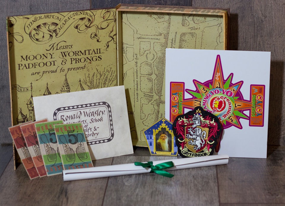 harry potter gifts, harry potter merch, harry potter collectibles, ron weasley merch, harry potter artefact box, novelty gift