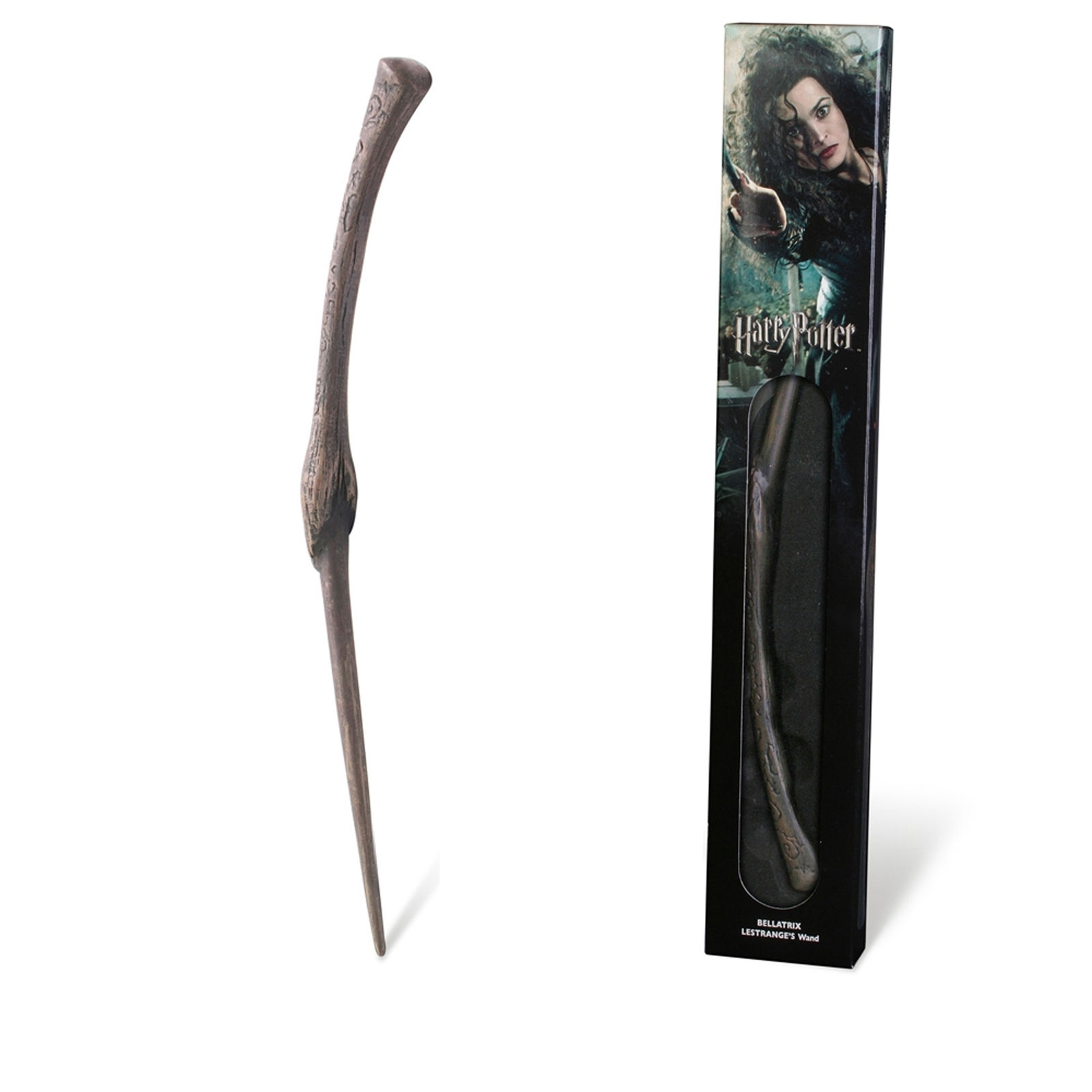 harry potter wand, harry potter wand replica, harry potter merch, bellatrix lestrange wand, noble collection, bellatrix wand