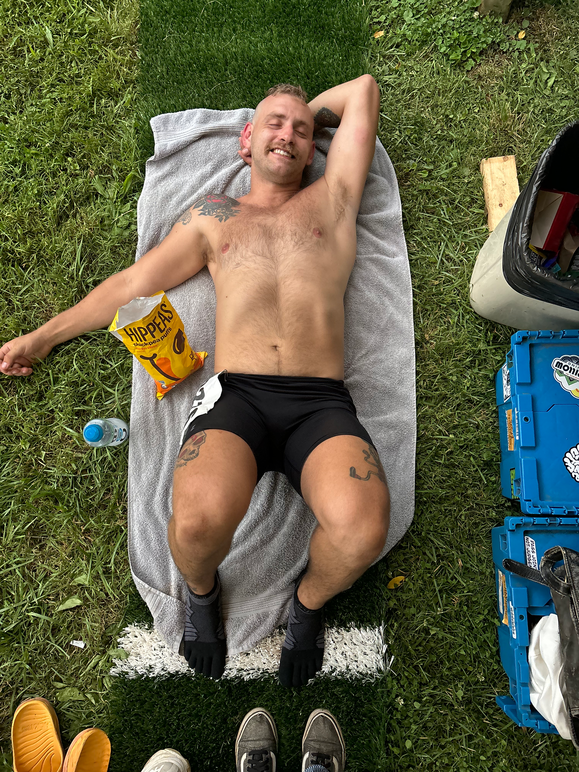 my partner resting after his race!