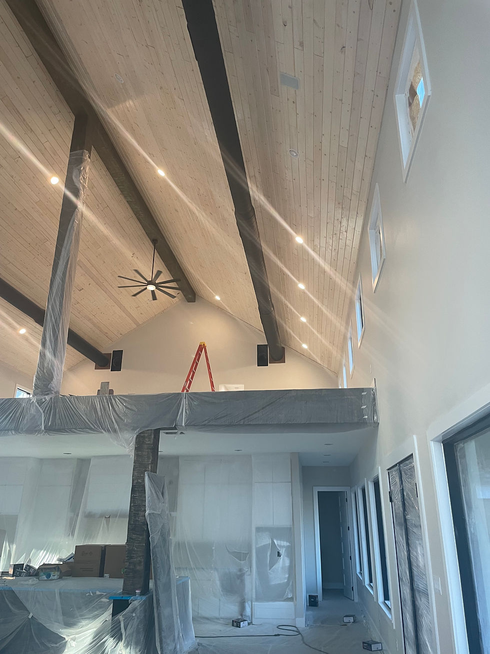 Another View of Painted Exposed Ductwork in New Construction Residential Home